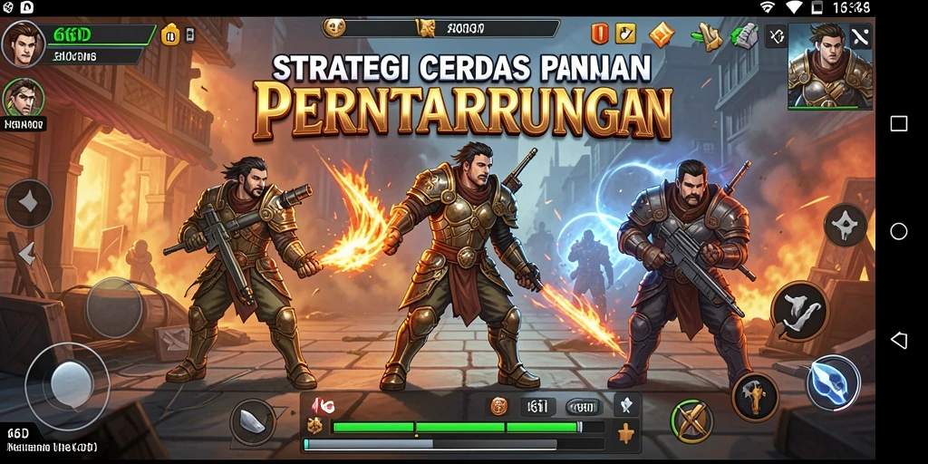 Screenshot gameplay yang menunjukkan strategi dan pertempuran di 66D.