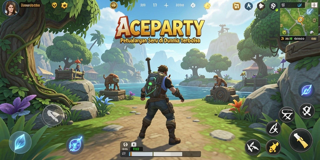 Gameplay interaktif dan menarik dalam dunia terbuka ACEPARTY.