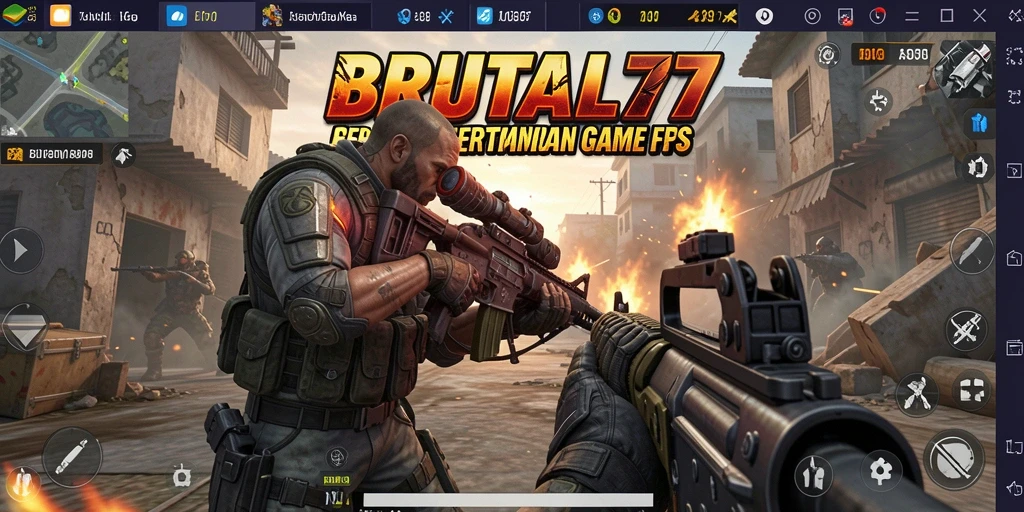 Tampilan aksion mendebarkan dari gameplay BRUTAL77 yang penuh strategi.