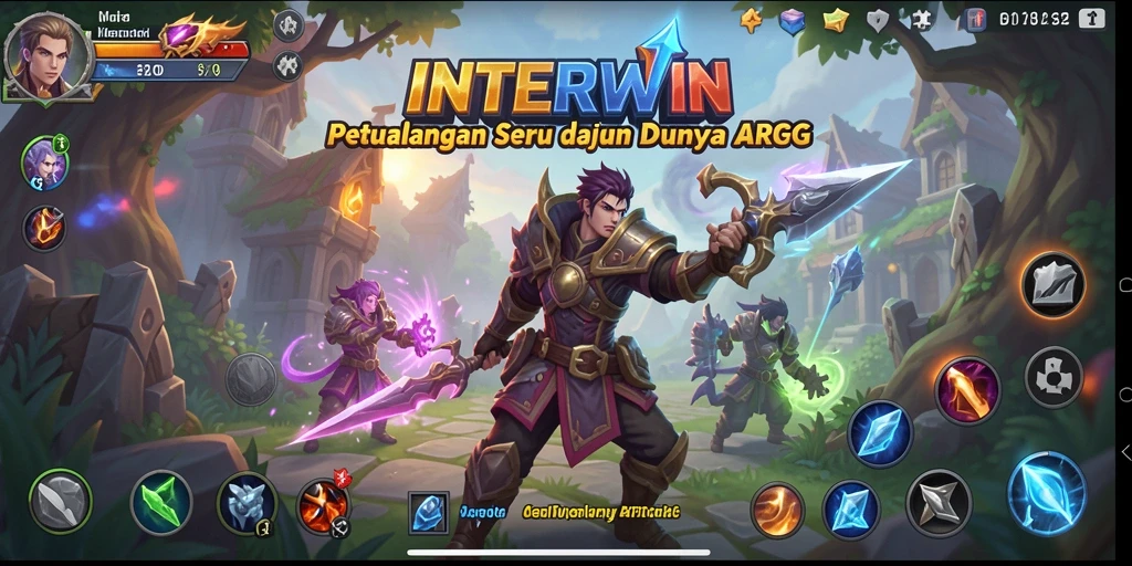 Tampilan seru dari gameplay ARPG INTERWIN saat bertarung melawan monster.