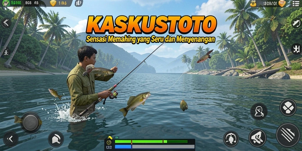Screenshot gameplay KASKUSTOTO yang menampilkan momen menangkap ikan.