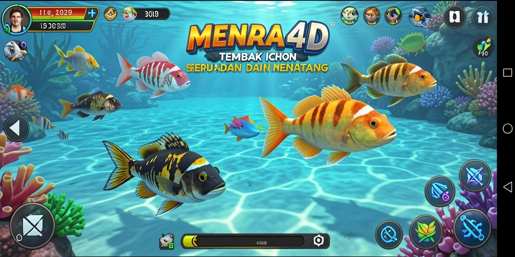 Tampilan gameplay MENARA4D saat berburu ikan yang seru.
